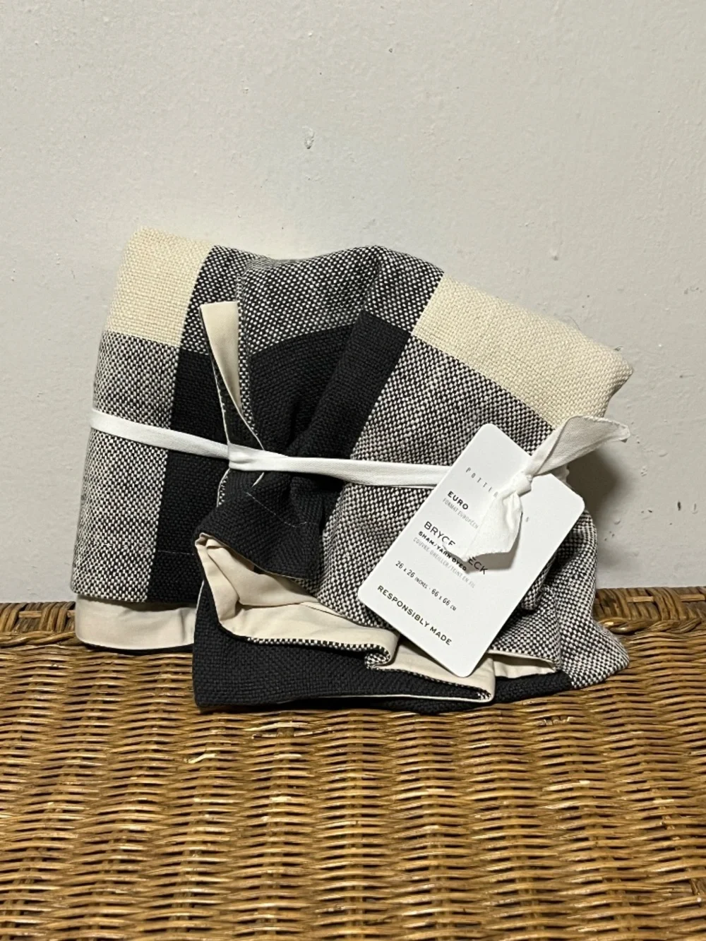 Pottery Barn.  Bryce Check Shams/Yarned Dyed.  Slip Opening. Sz. Euro.  Set of 2